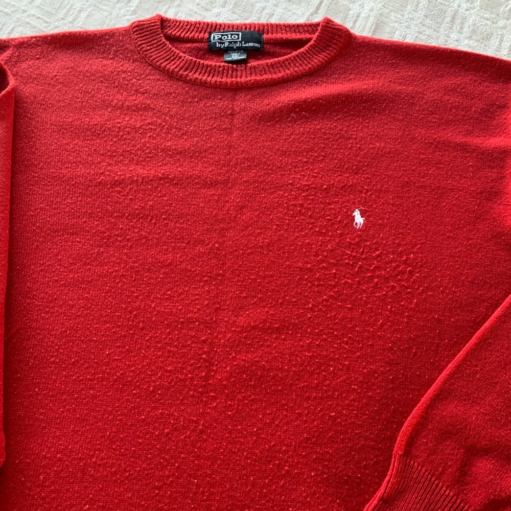 Ralph Lauren Men's Vibrant Red Crewneck Sweater